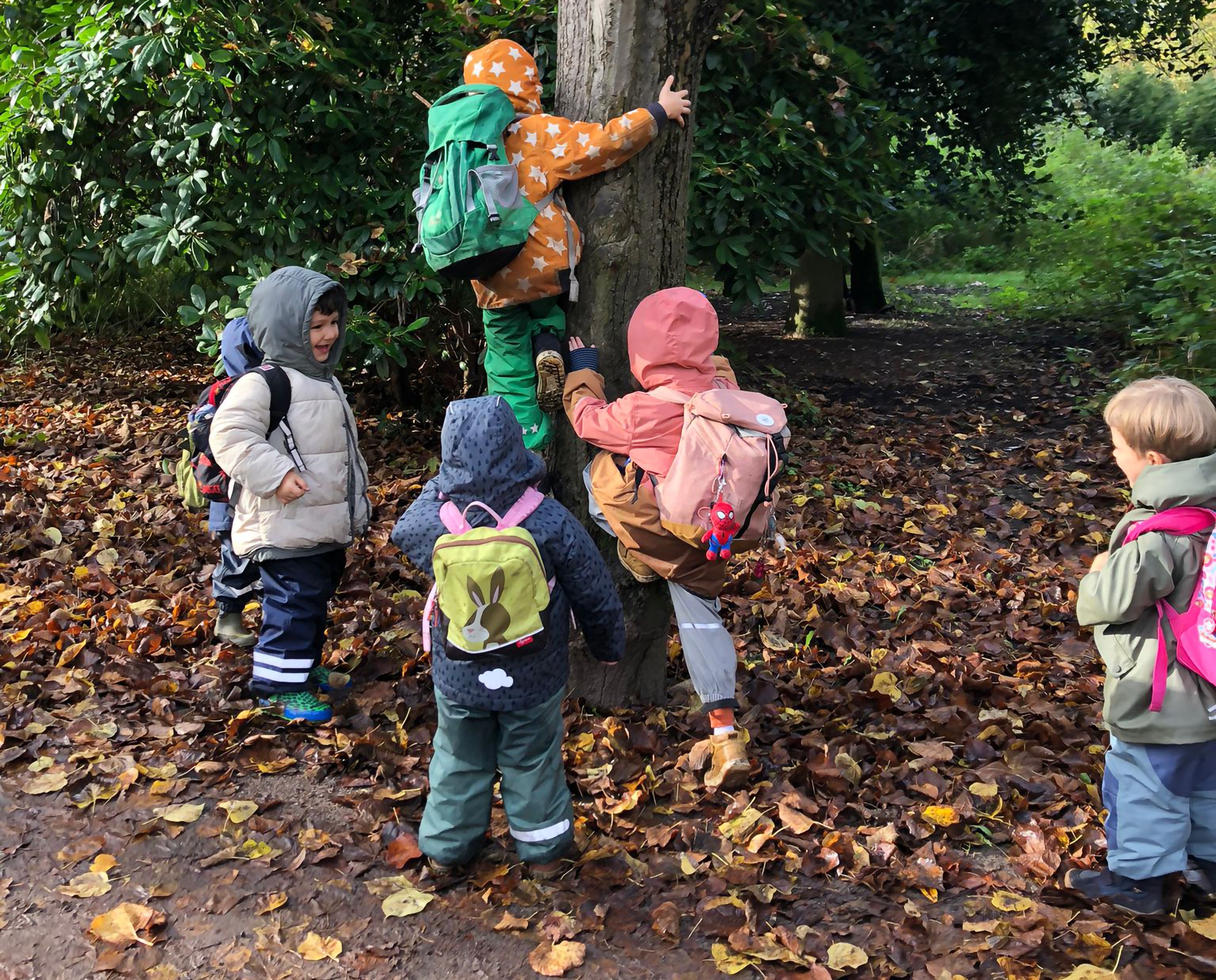Kinder auf Erkundungsreise im Park
