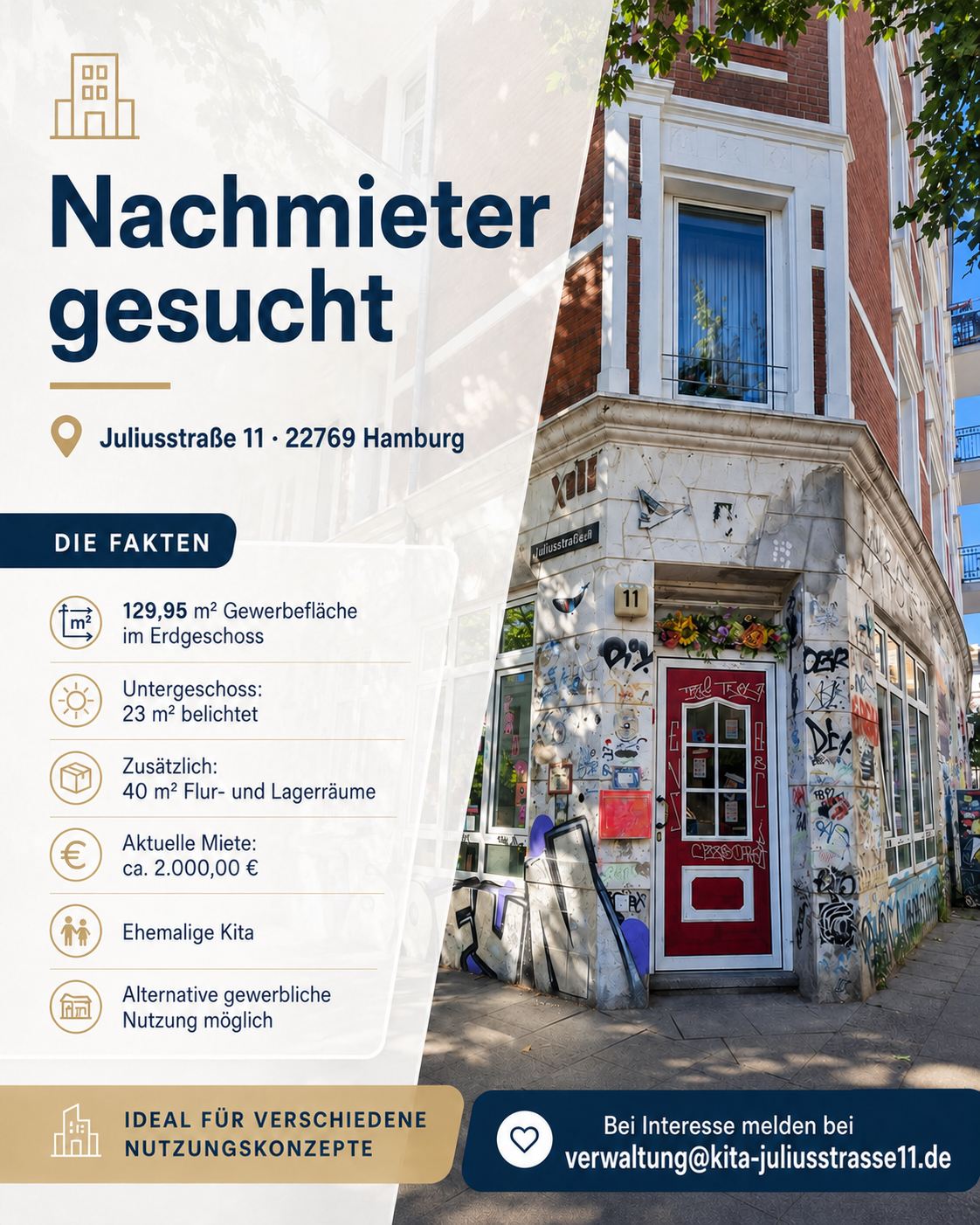 Nachmieter für die Gewerbefläche in der Juliusstraße 11 in Hamburg gesucht